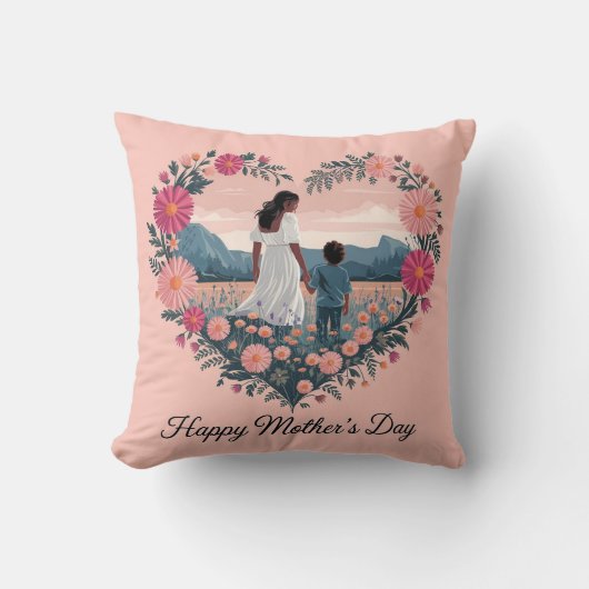 Oprechte Moederdag-ontwerp: moeder en kind Kussen (Voorkant)
