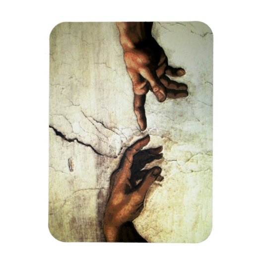 Oprichting van Adam - Hands Michelangelo 1475 - 15 Magneet (Verticaal)
