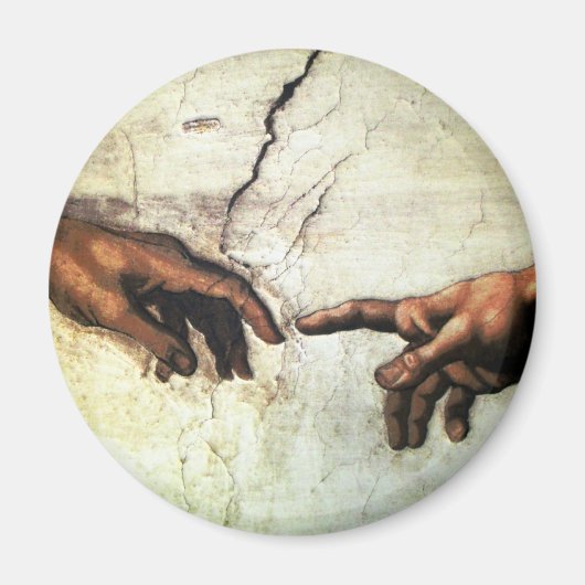 Oprichting van Adam - Hands Michelangelo 1475 - 15 Magneet (Voorkant)