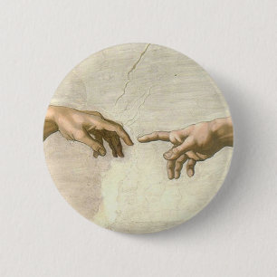 Oprichting van Adam Hands - Michelangelo Ronde Button 5,7 Cm