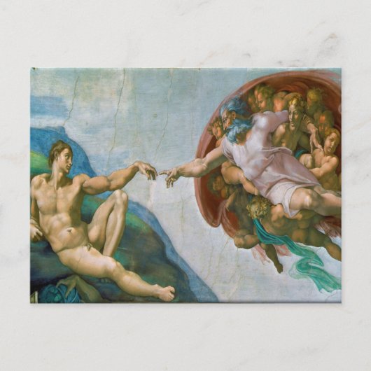 Oprichting van Adam - Michelangelo 1475 - 1564 Briefkaart (Voorkant)