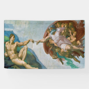Oprichting van Adam - Michelangelo 1475 - 1564 Spandoek