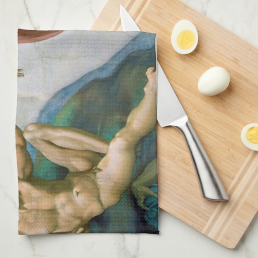 Oprichting van Adam - Michelangelo 1475 - 1564 Theedoek (Quarter Fold)