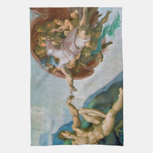 Oprichting van Adam - Michelangelo 1475 - 1564 Theedoek (Verticaal)
