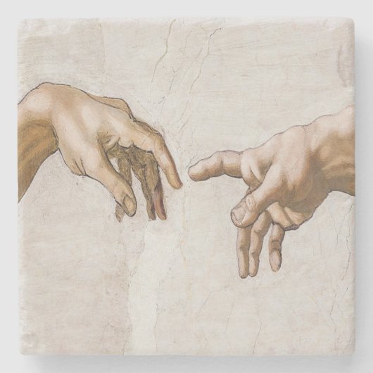 Oprichting van Adam Sistine Chapel - Michelangelo Stenen Onderzetter (Voorkant)