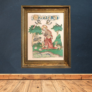 Oprichting van de wereld - Bijbelmiddeleeuwse manu Poster