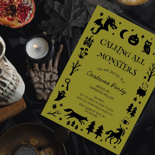 Oproep aan alle monsters Halloween verkleedfeest Kaart