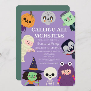 Oproep alle monster bash Halloween Verjaardagsfees Kaart