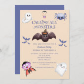 Oproep alle monster Halloween Verjaardagsfeest Kaart (Voorkant / Achterkant)