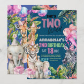 Oproep Alle Party Dieren Safari Verjaardagsfeest Kaart (Voorkant / Achterkant)