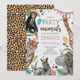 Oproep Alle Party Dieren Verjaardag Uitnodiging