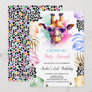 Oproep Alle Party Dieren Verjaardag Uitnodiging