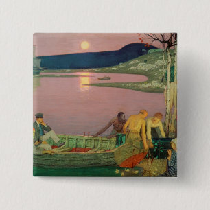 Oproep van het Zee, 1925 Vierkante Button 5,1 Cm