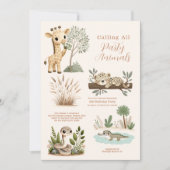 Oproep voor alle feestbeesten Safari Zoo Verjaarda Kaart (Voorkant)