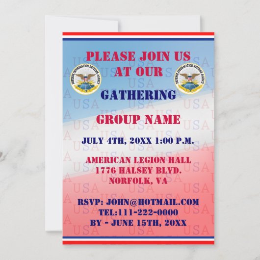 Oproep voor DISA-gebeurtenissen Kaart (Voorkant)