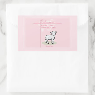 Oprolpoederdoop Roze Meisjeslam Rechthoekige Sticker