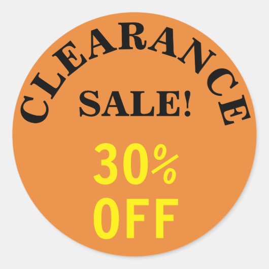 "OPRUIMING SALE!" "30% OFF" Ronde Sticker (Voorkant)