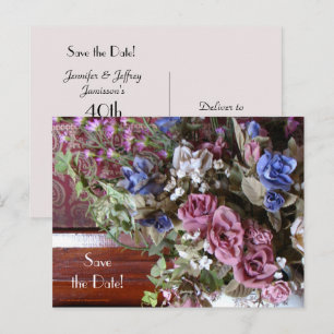 Opslaan Datum 40e Jubileum Party Flowers Aankondigingskaart