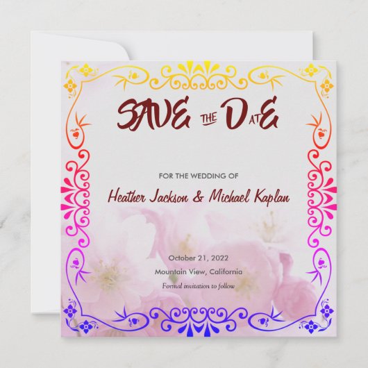 Opslaan Datum Bruiloft Professioneel Bloemen Patro Save The Date (Voorkant)