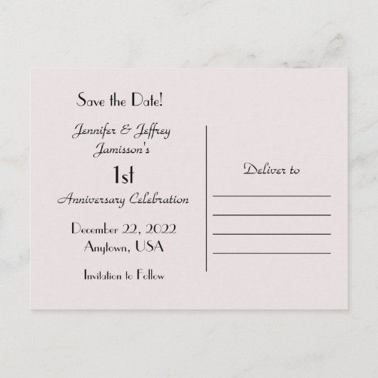 Opslaan Datum eerste Jubileum Partij  Briefkaart (Achterkant)