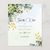 Opslaan Datum Eucalyptus Groen Goud Bruiloft Groen (Voorkant)