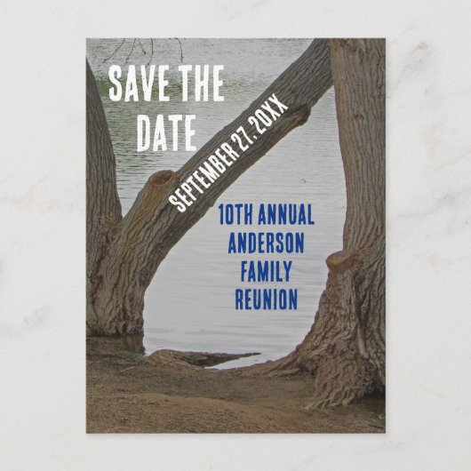 Opslaan Datum Familie Reünie Rustieke Lakehouse Va Briefkaart (Voorkant)