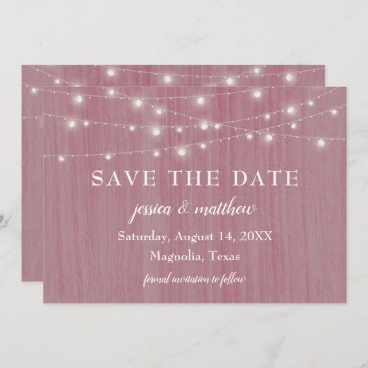 Opslaan Datum Rustieke boerderij Twinkling Lights  Save The Date (Voorkant / Achterkant)