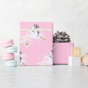 Opslag en Baby op Roze Cadeaupapier