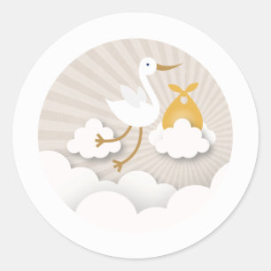 Opslag met Oranje bundel neutraal Baby shower Ronde Sticker