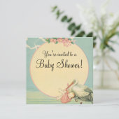 Opslag Roze Baby shower Uitnodiging (Staand voorkant)