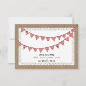 Opslagdatum Burlap geïnspireerd Red Gingham Buntin Save The Date (Voorkant)