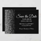 Opslagdatum Elegant Black & White Diamond Weddensc Save The Date (Voorkant / Achterkant)