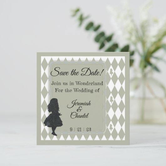 Opslagdatum  Kraft Rustic Alice Wonderland Aankondiging (Staand voorkant)