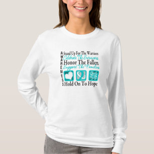 Opstaan Celebrate Honor Collage Cervical Cancer T-shirt