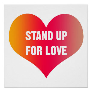 Opstaan voor LOVE (rood-Oranje hart) Perfect Poster