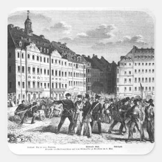 Opstand in Dresden Vierkante Sticker (Voorkant)