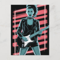 Opstandige Rockster: Vrouwelijke Gitariste in Leer