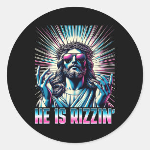 Opstanding Grappig Pasen Rizz Hij is Rizzin Jezus Ronde Sticker