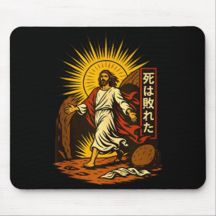 Opstanding van Jezus Christelijke Manga Kunst Dood Muismat
