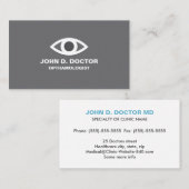 Opthamologiste ou carte de visite gris optométrist (Devant / Derrière)