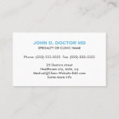 Opthamologue ou carte de visite bleu optométriste (Dos)