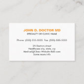 Opthamologue ou carte de visite d'oranges optométr (Dos)