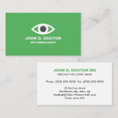 Opthamologue ou optométriste carte de visite vert (Devant / Derrière)