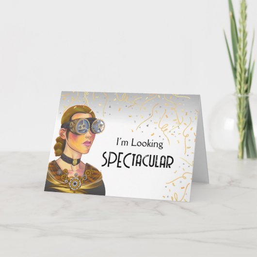 Opticien Bedankt met Steampunk Goggles Lady Kaart (Voorkant)