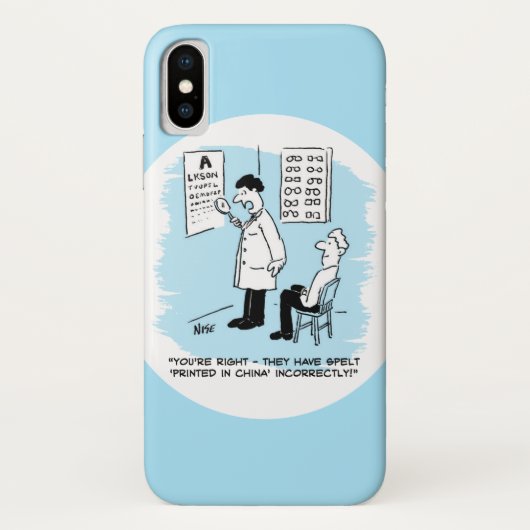 Opticien controleert het draaien op een optische w Case-Mate iPhone case (Achterkant)