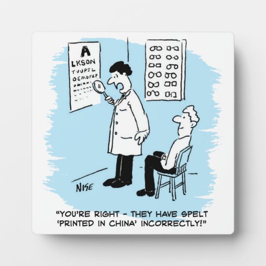 Opticien die een oogtest afgeeft fotoplaat (Voorkant)