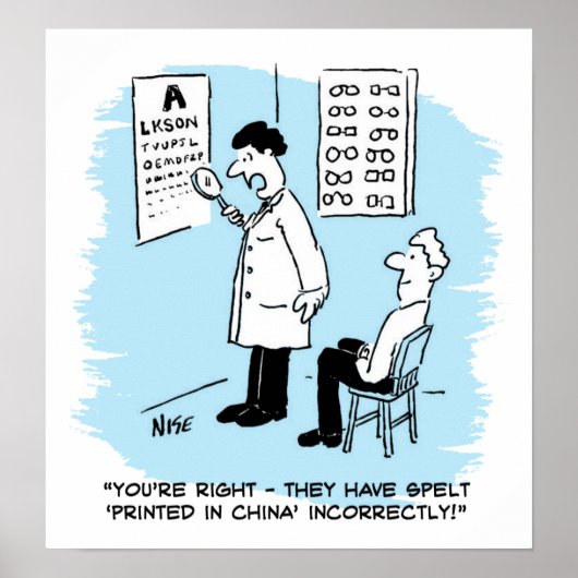 Opticien die een oogtest afgeeft poster (Voorkant)