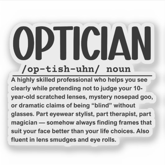 Opticien Sticker (Voorkant)