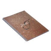 Optie Roos Gold Glitter Modern Monogram Notitieboek (Rechterzijde)