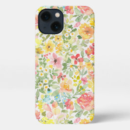 Optimisme - levendige waterverf floraal iPhone 13 hoesje